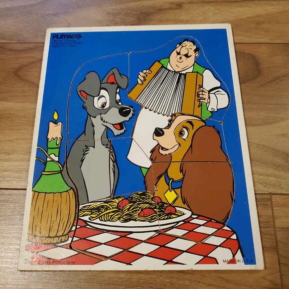 Vintage Playskool Lady and the Tramp Puzzle 190-19  7 Piece Wooden Puzzle - Picture 1 of 5
